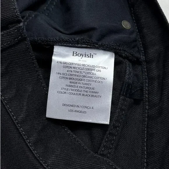 New Boyish Tommy High Rise Straight Jeans in Black Beauty Size 26